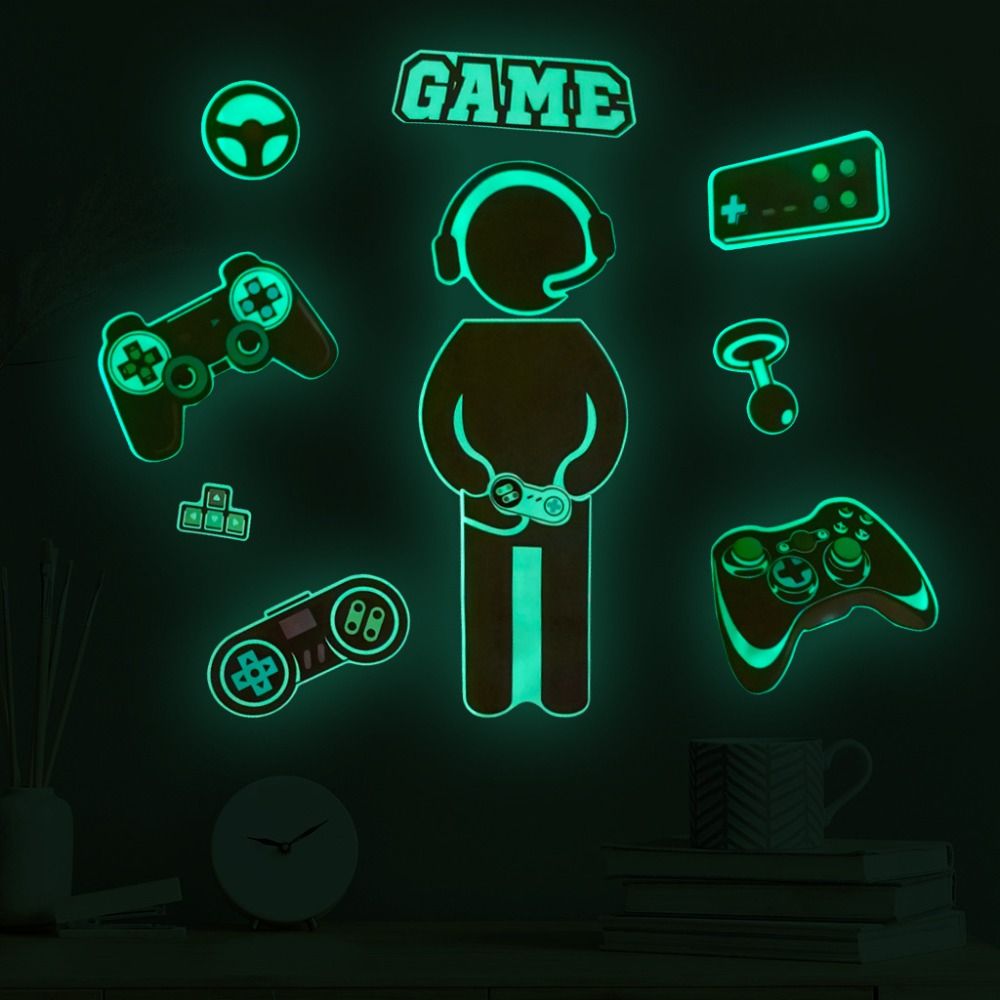Gaming Console Wallpaper - Stiker dinding menyala dalam gelap dekorasi