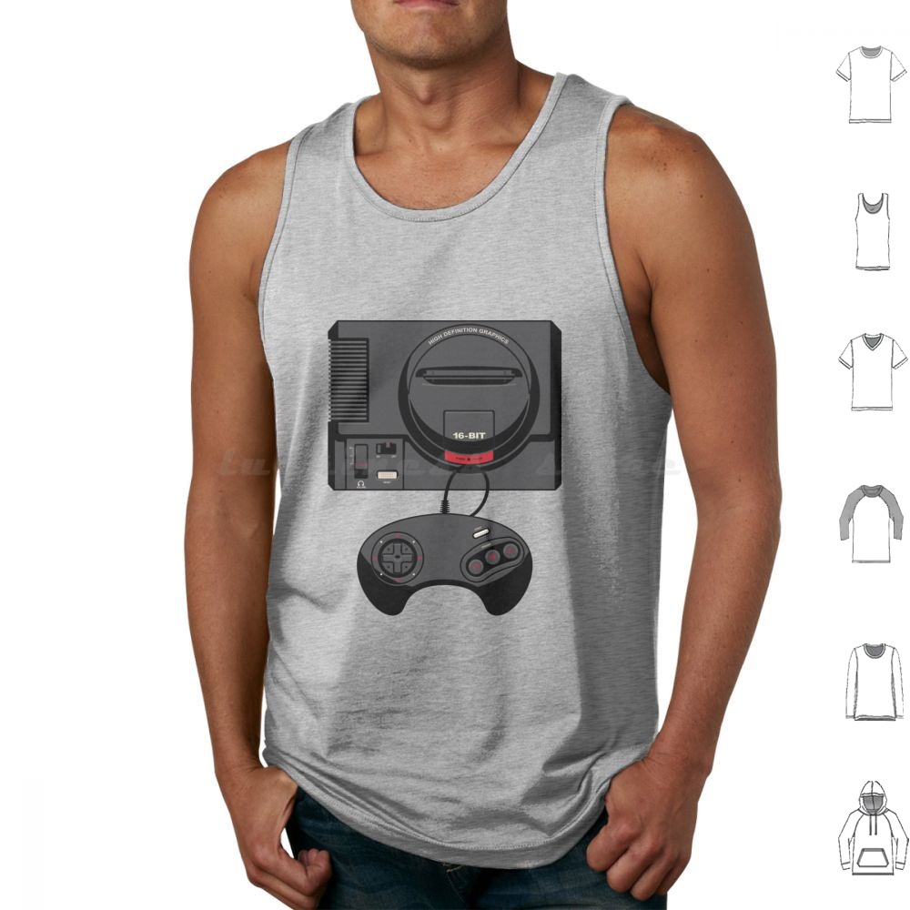 Tank Top Retro Hitam 16-Bit Mo - Gaming Console Genesis ulasan dan harga